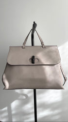 Gucci Grey Leather Large Daily Bamboo Satchel Bag