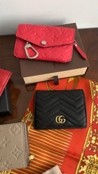 Gucci Matelasse Monogram Black Leather Compact Wallet