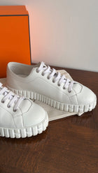 Hermes White Leather Cross Sneakers - 40