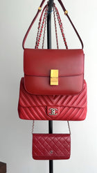 Celine Smooth Red Leather Medium Box Bag