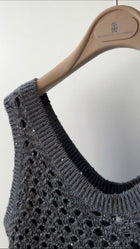 Brunello Cucinelli Grey Sequin Knit Long Tank Dress - S
