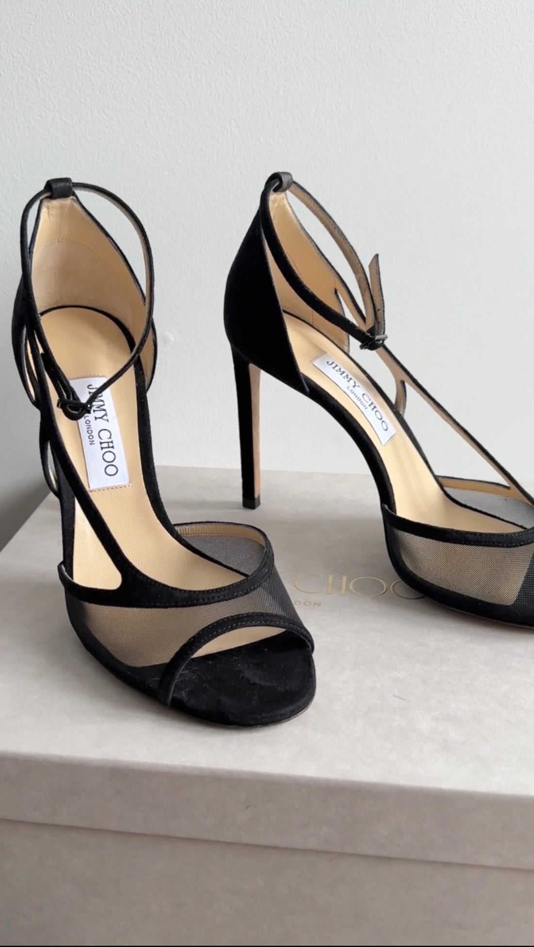 HOT Suede Mesh Jimmy Choo Liu 100 Jimmy Choo Liu 100 Black