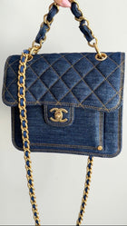 Chanel 23S Denim Quilted Chain Square Flap Bag