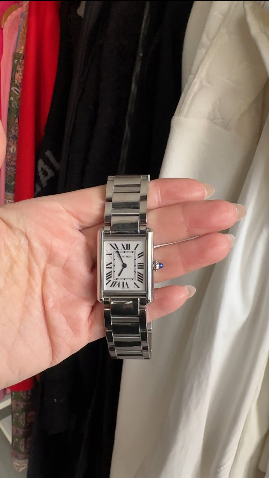 Cartier Tank Must Large Ref 4323 Stainless Quartz Wrist Watch