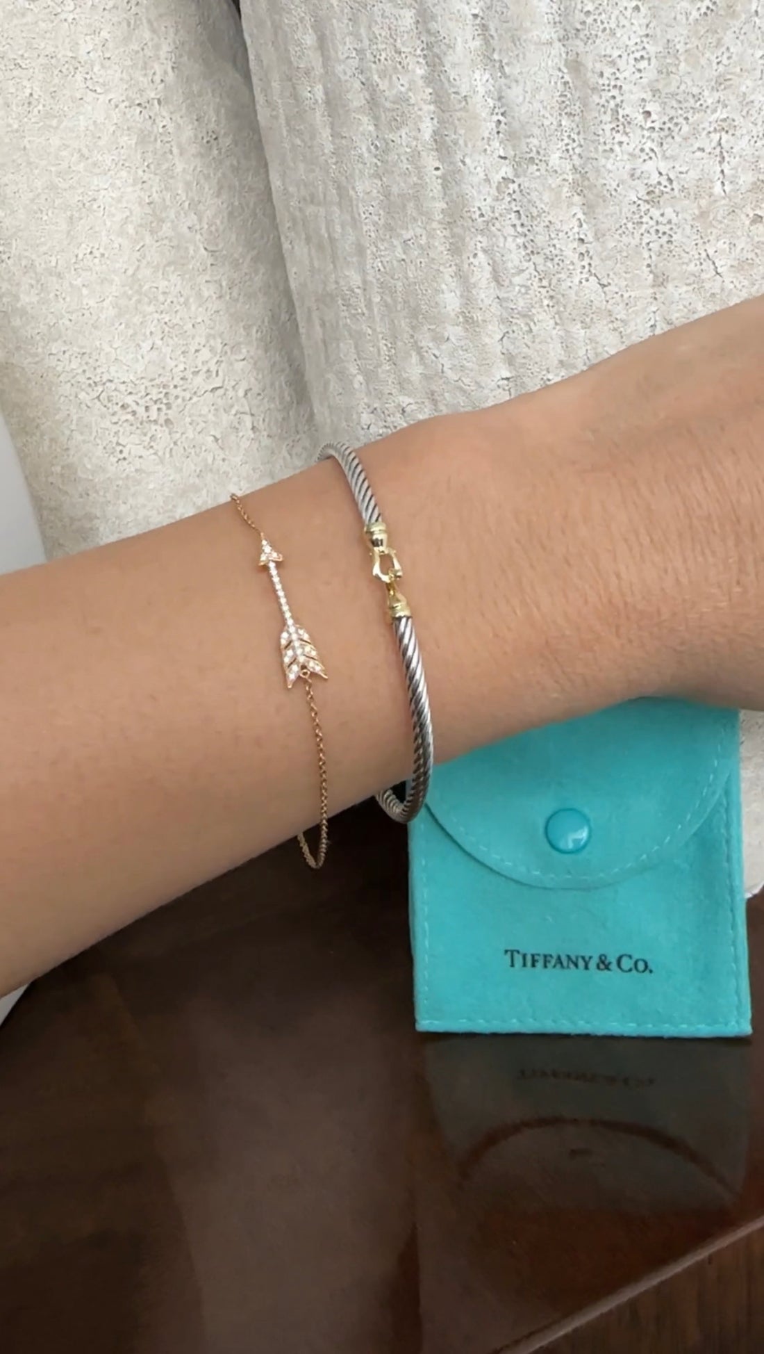 Tiffany & Co.  18k Rose Gold Diamond Grafitti Arrow Bracelet
