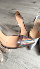 Gianvito Rossi Grey Holographic Leather and PVC Stiletto Heel Pumps - 41