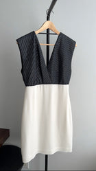 Brunello Cucinelli Charcoal Sequin and White Silk Combo Dress - S (4/6)