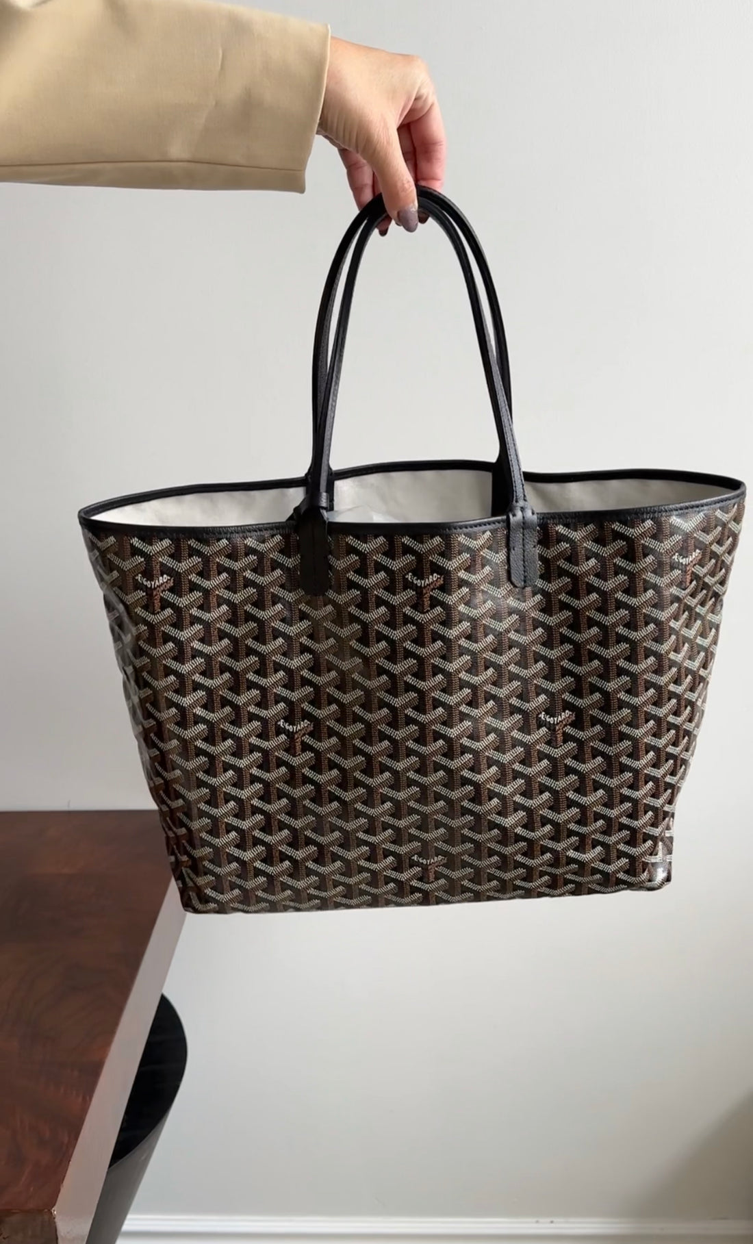 Goyard Black and Brown Coated Canvas St Louis Tote Bag PM