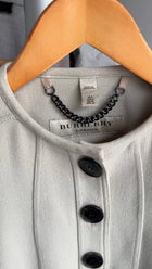 Burberry Light Grey Crepe Jacket with Ruffle Trim - XS / 0