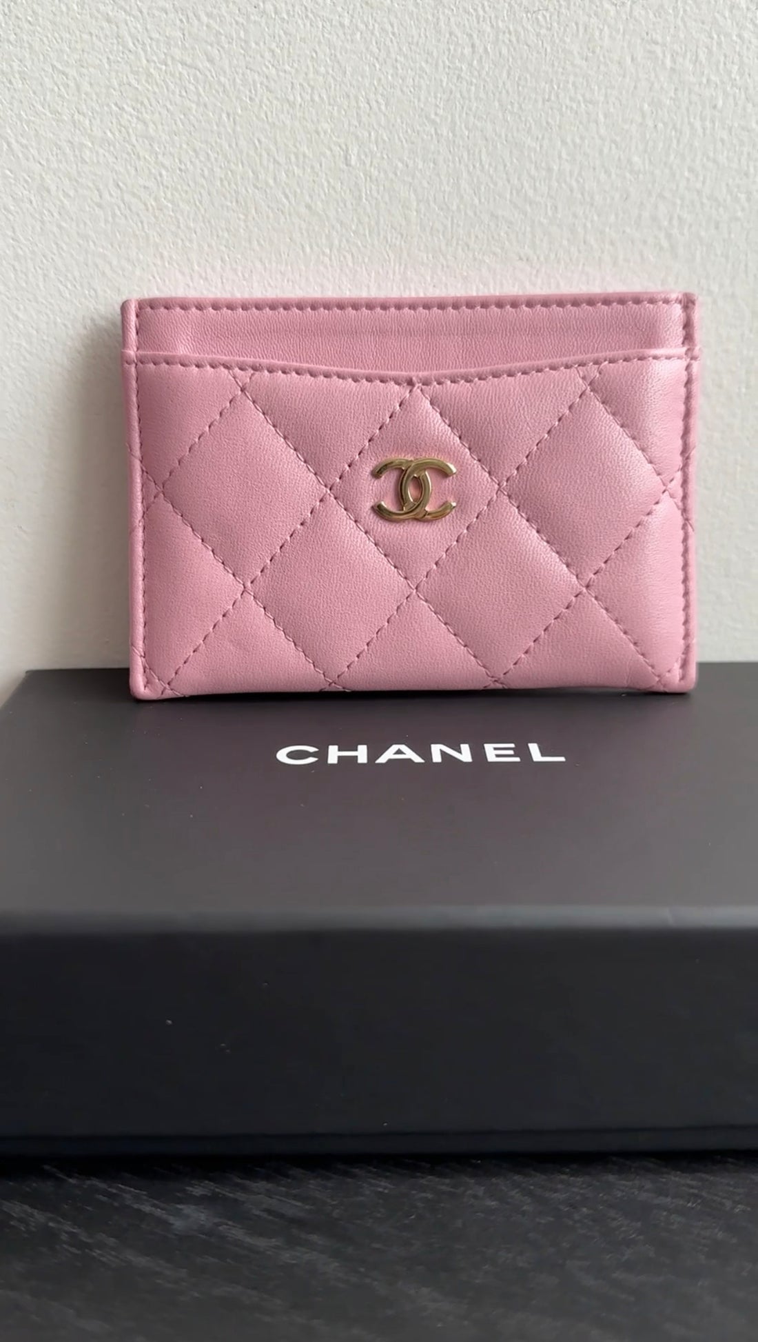 Chanel Light Pink Lambskin Quilted Classic Card Holder