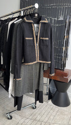 Chanel Sport 06A Black and Tan Boiled Wool Zip Jacket - FR42 / M