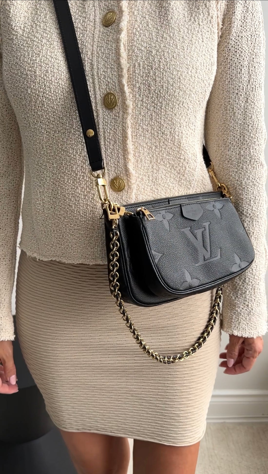 LV Multi Pochette Accessoires Empreinte Black Leather Bag