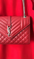 Saint Laurent Red Tri-Quilt Small Envelope Bag