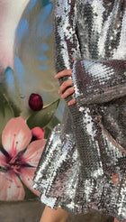 Paco Rabanne Silver Sequin Ruffle Party Dress