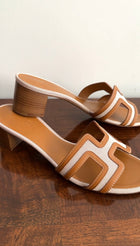 Hermes Oasis Sandal Brown Noisette and Toile Canvas - 37.5