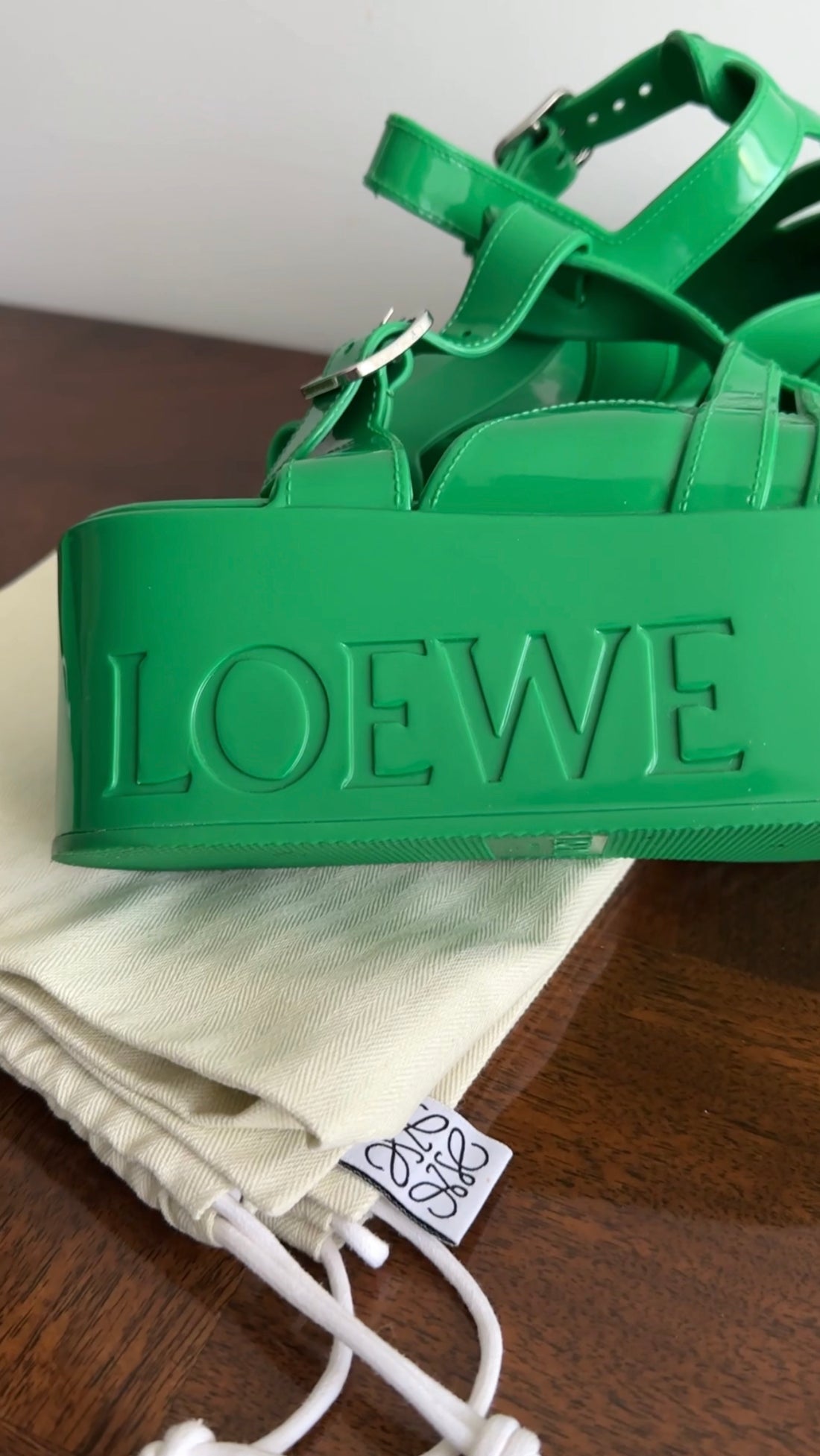 Loewe Green Rubber Logo Platform Fisherman Sandals - 37 / 7