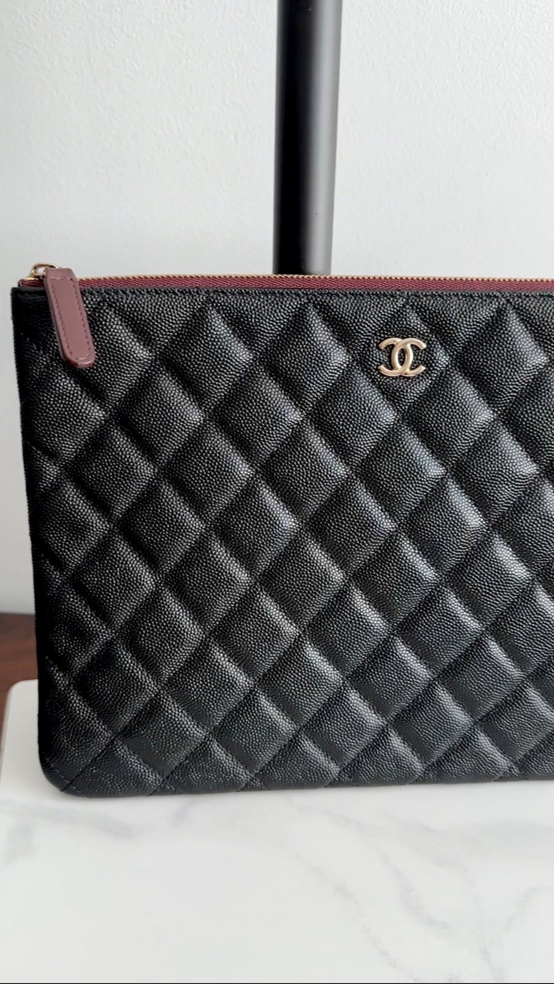 Chanel Black Caviar Leather Medium O Case