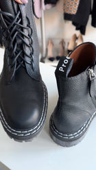 Proenza Schouler Black Leather Combat Boots - 40