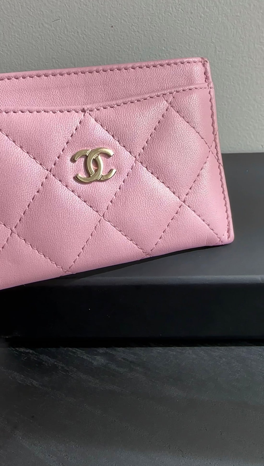 Chanel Light Pink Lambskin Quilted Classic Card Holder