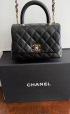 Chanel 21P Black Caviar Leather Extra Mini Coco Handle Bag