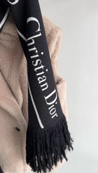 Christian Dior Black and White Knit Long 3 rue de Marignan Scarf