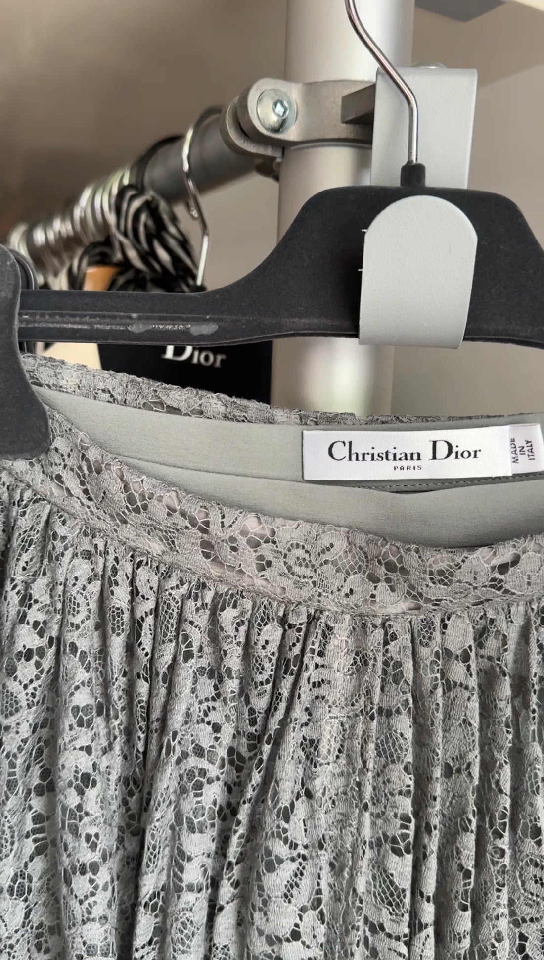 Christian Dior Grey Lace Long Full Skirt