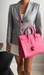 Saint Laurent Large Pink Leather Sac de Jour Bag