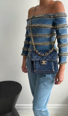 Chanel 23S Denim Quilted Chain Square Flap Bag