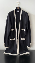 Chanel 06A Black and White Cashmere Long Cardigan Sweater - FR44 / L