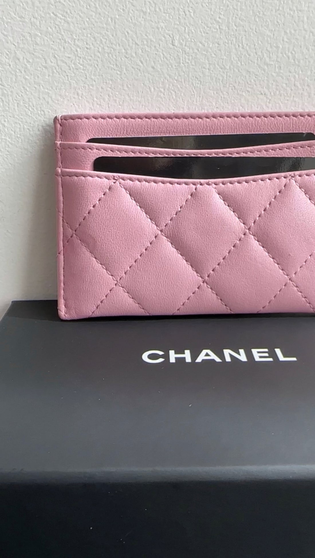 Chanel Light Pink Lambskin Quilted Classic Card Holder