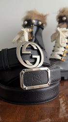 Gucci Black Leather Guccissima Belt