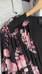 Giambattista Valli Black and Pink Roses Chiffon Long Sleeve Dress - IT42 / S (4/6)