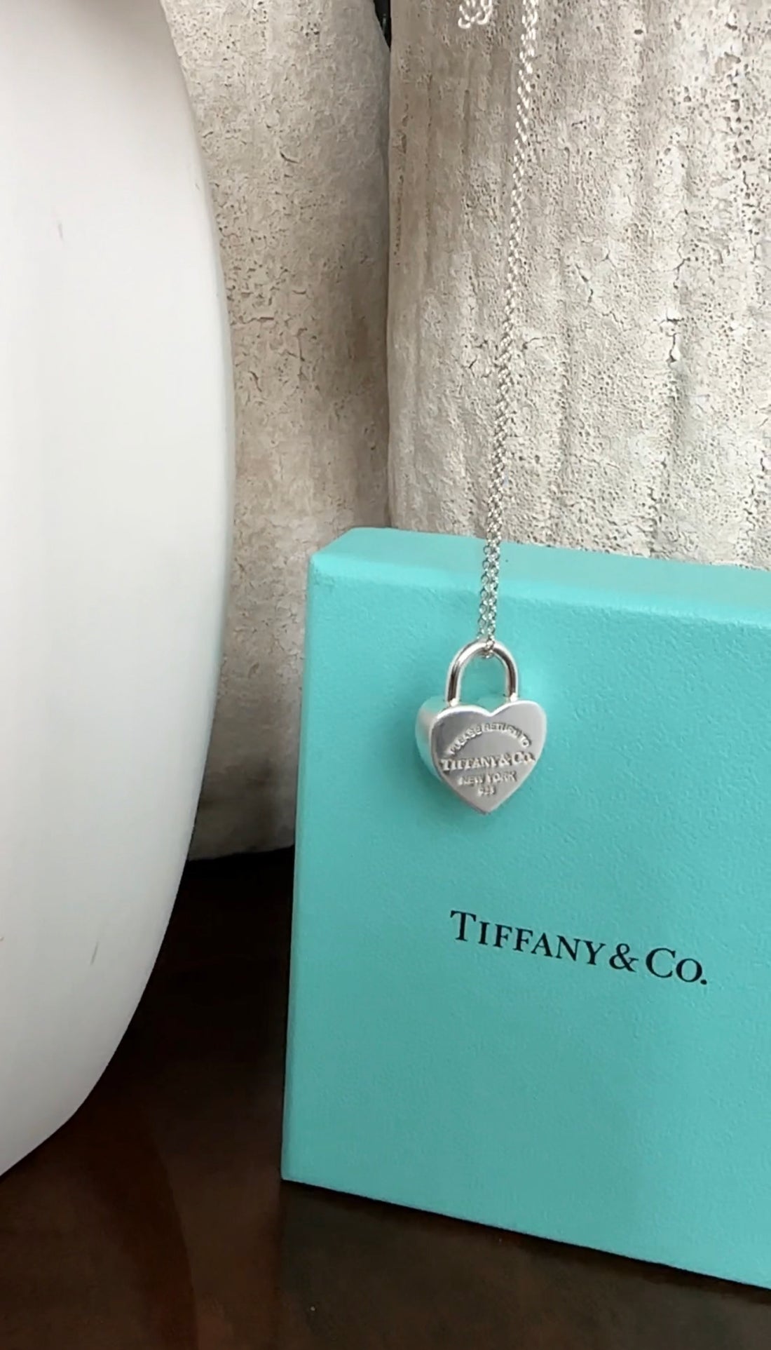 Tiffany & Co.  Sterling Silver Heart Padlock Necklace