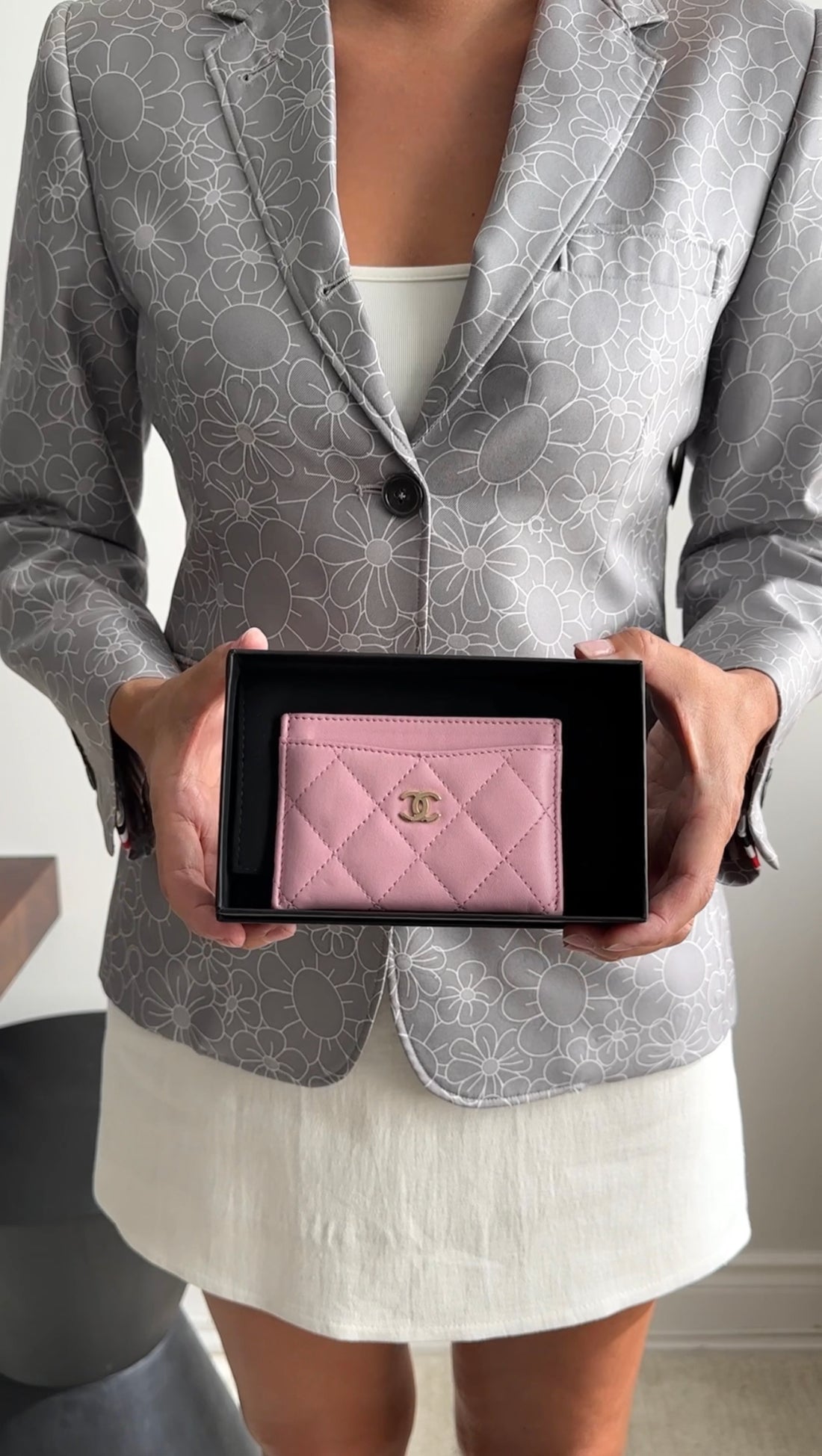 Chanel Light Pink Lambskin Quilted Classic Card Holder