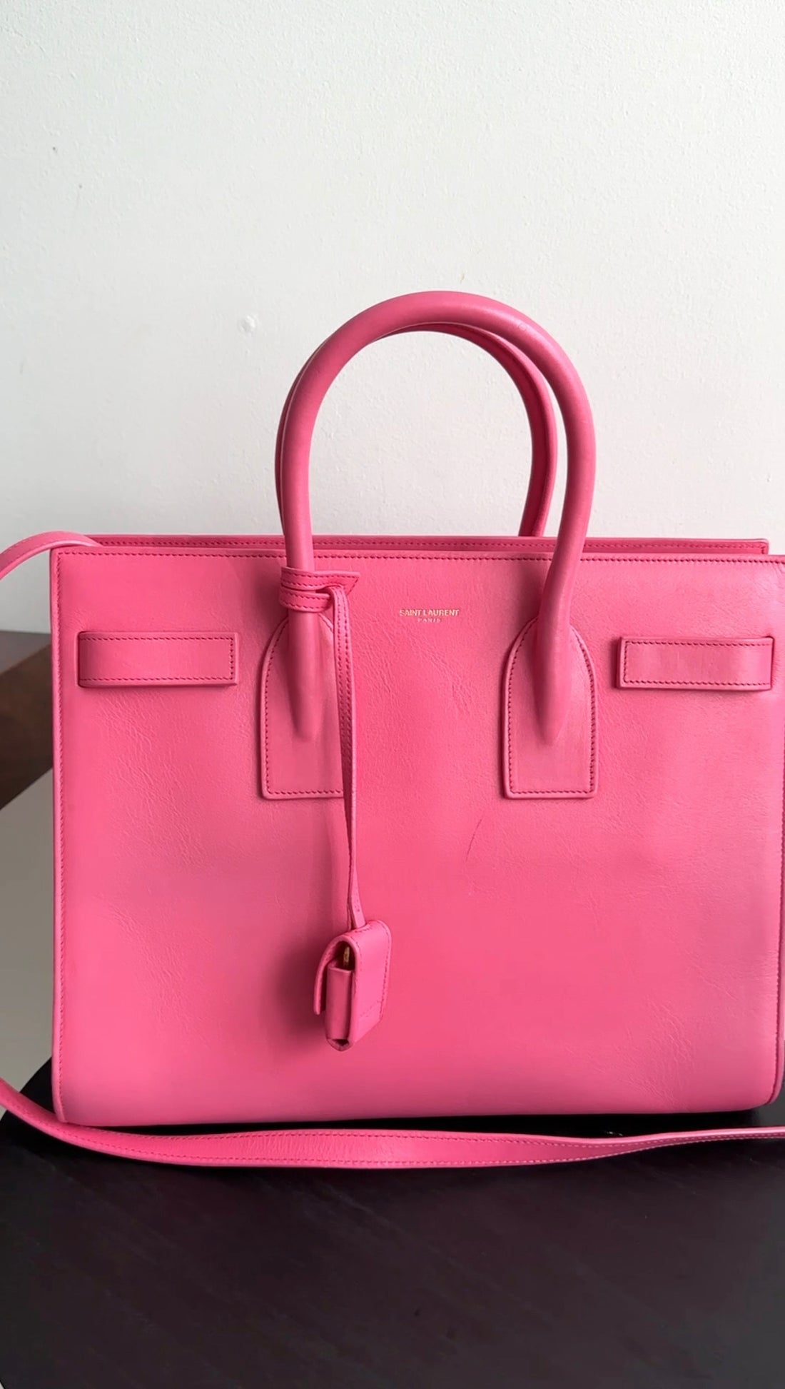 Saint Laurent Large Pink Leather Sac de Jour Bag