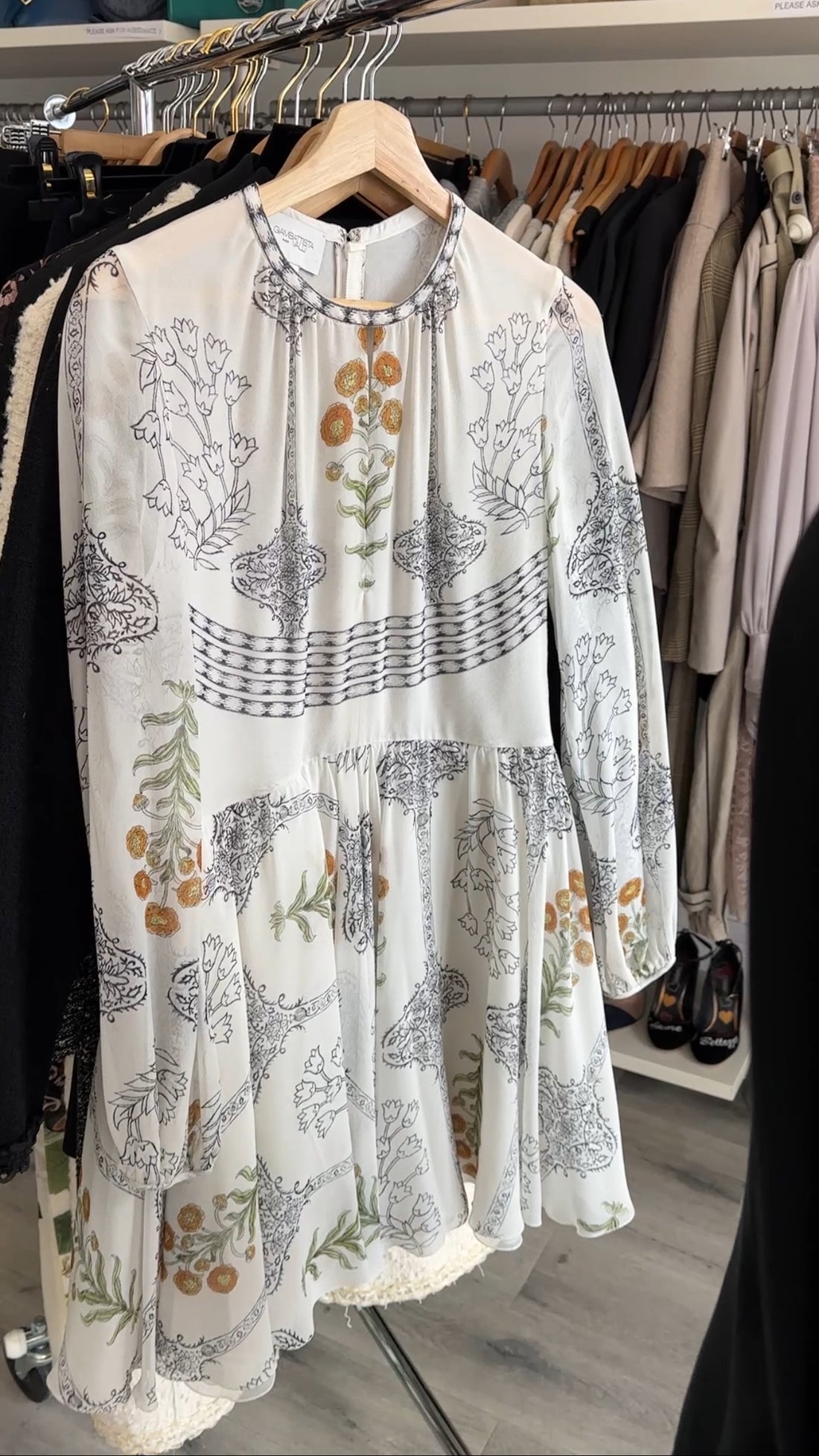 Giambattista Valli White Silk Chiffon Print Dress - IT44 / 8