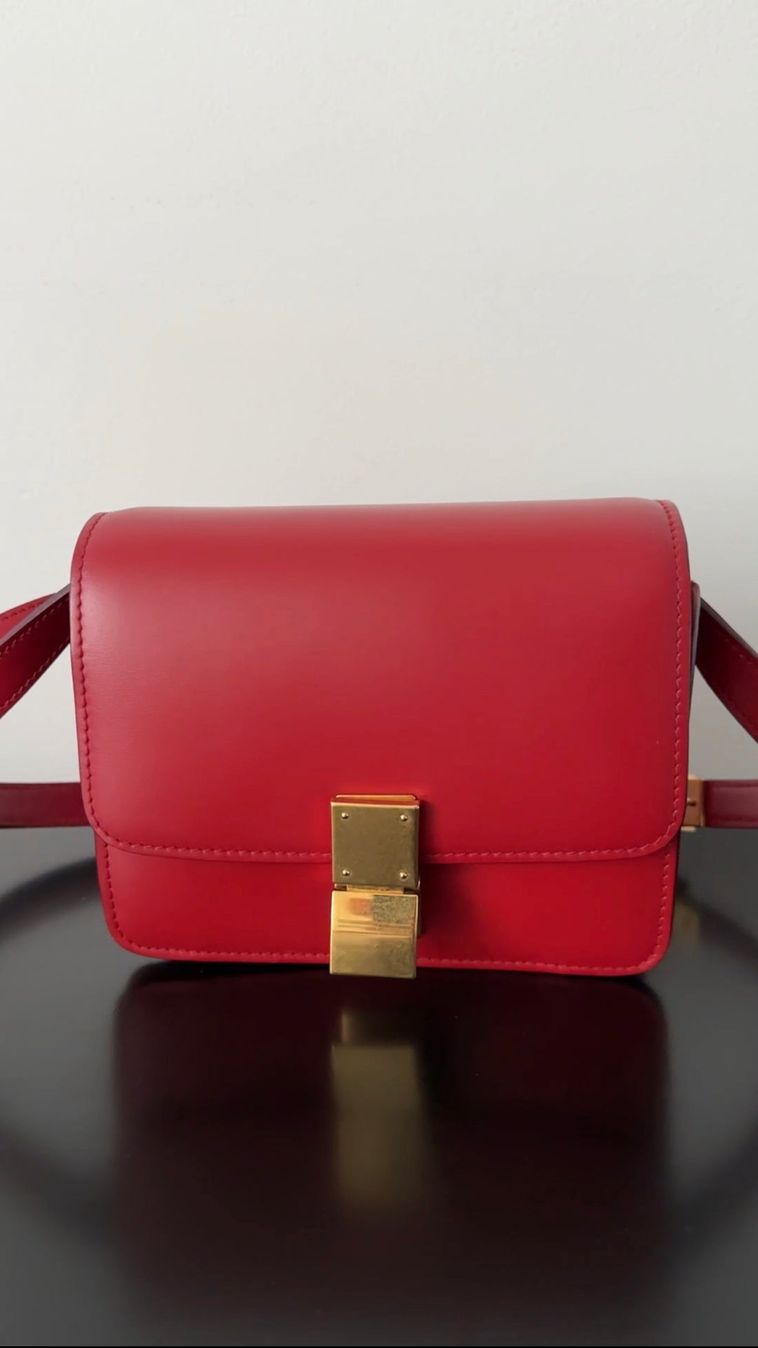 Celine Red Smooth Leather Small Box Bag