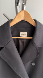 Khaite Black Wool-Blend Oversized Fallon Double-Breasted Coat - S / M