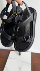 Christian Dior Black Leather D Wave Sandal - 37