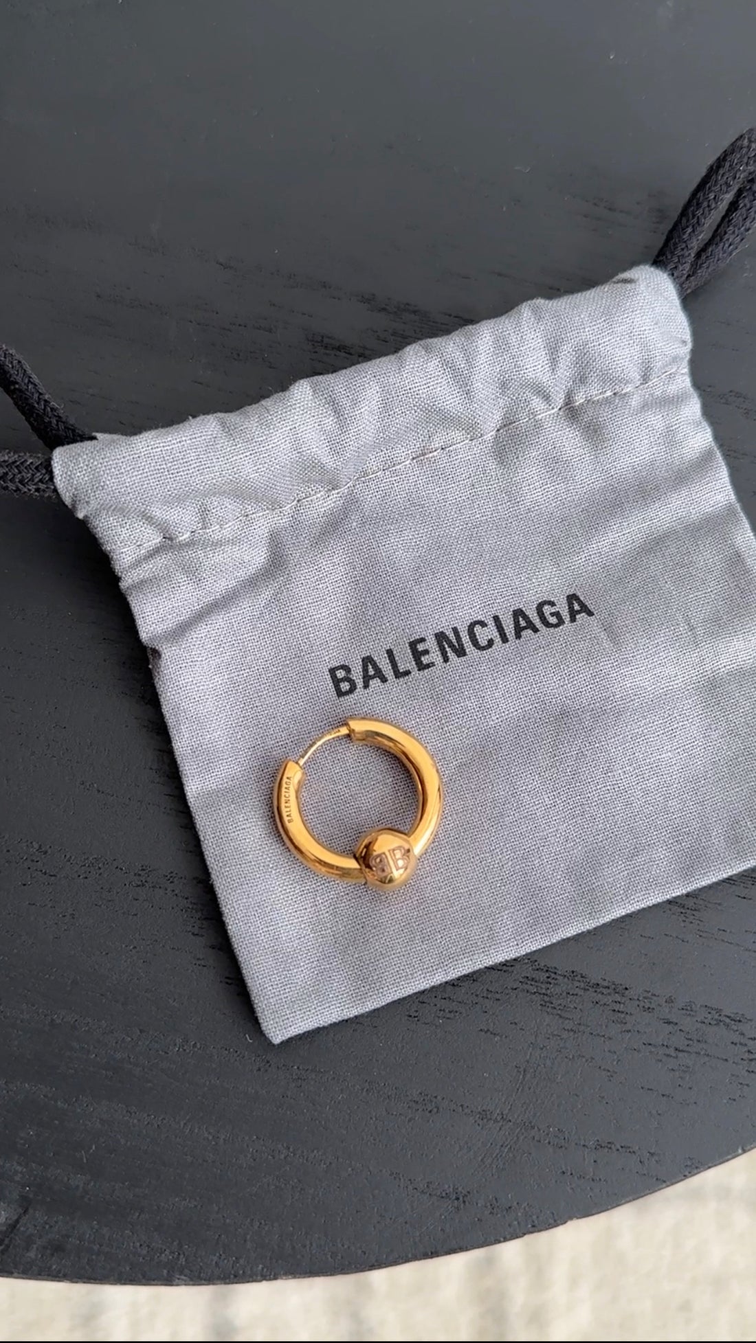 Balenciaga Single Shiny Brass Hoop Piercing Earring