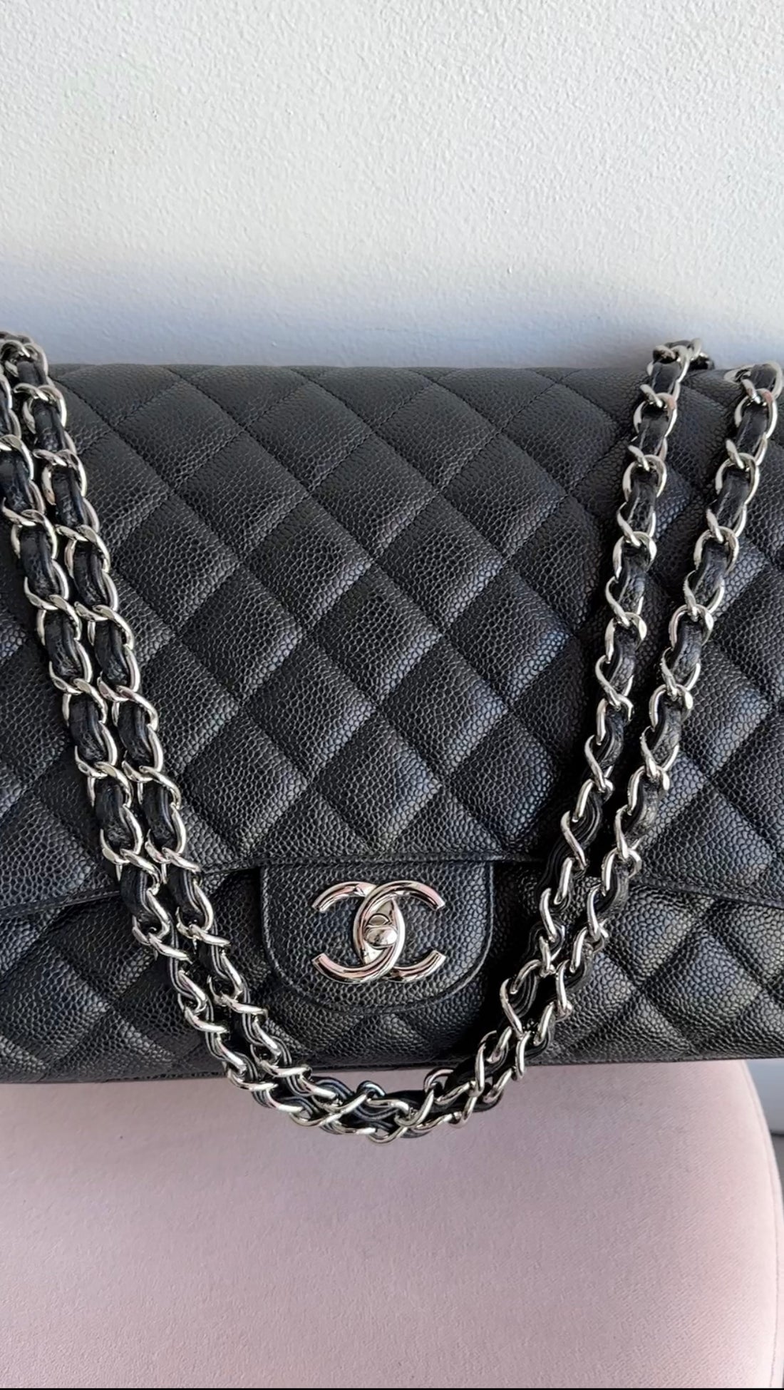 Chanel Black Caviar Maxi Classic Double Flap Bag