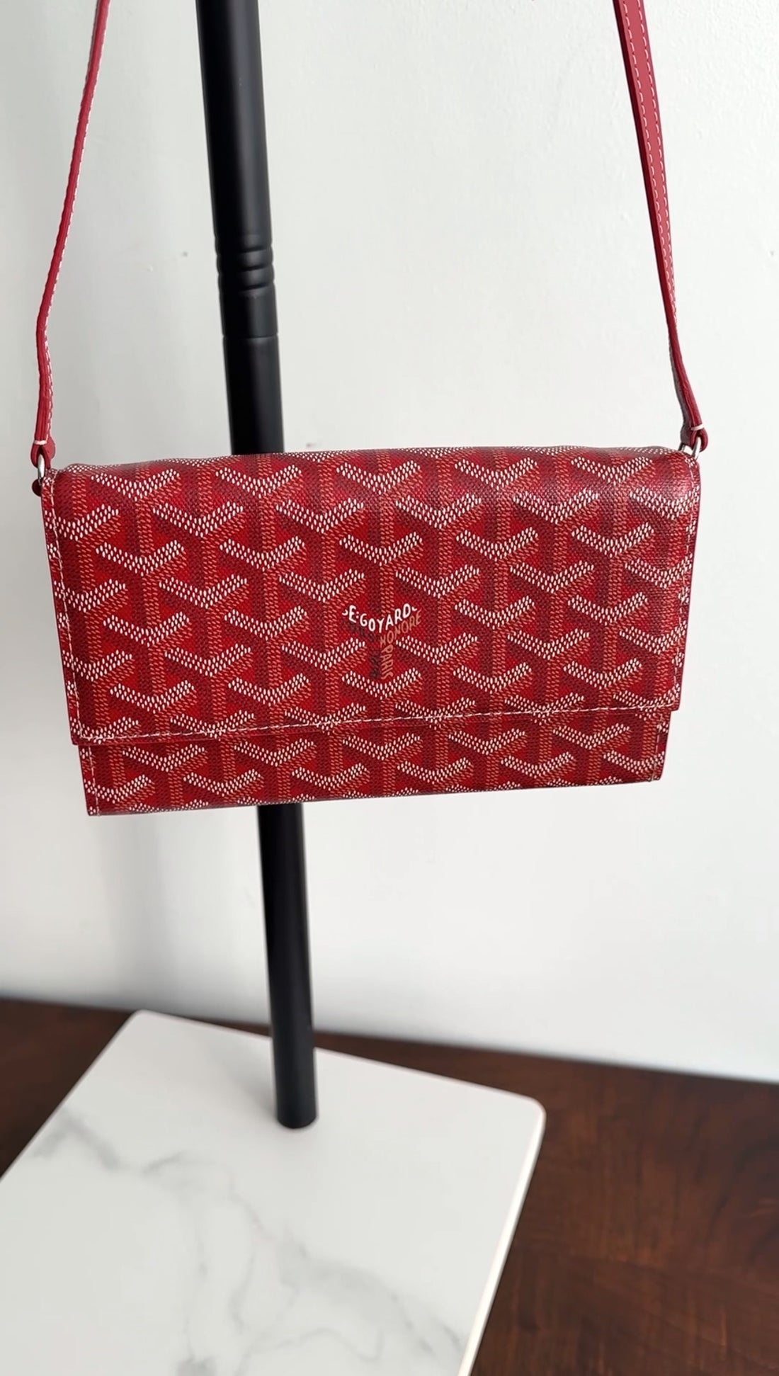 Goyard Red Goyardine Varenne Wallet on Strap