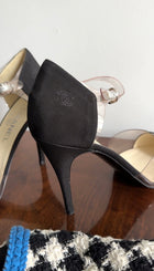 Chanel Black Fabric and Clear Acrylic Cap Toe D'Orsay Pump Heels - 41 / 40