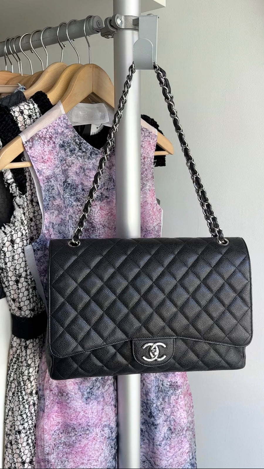 Chanel Black Caviar Maxi Classic Double Flap Bag