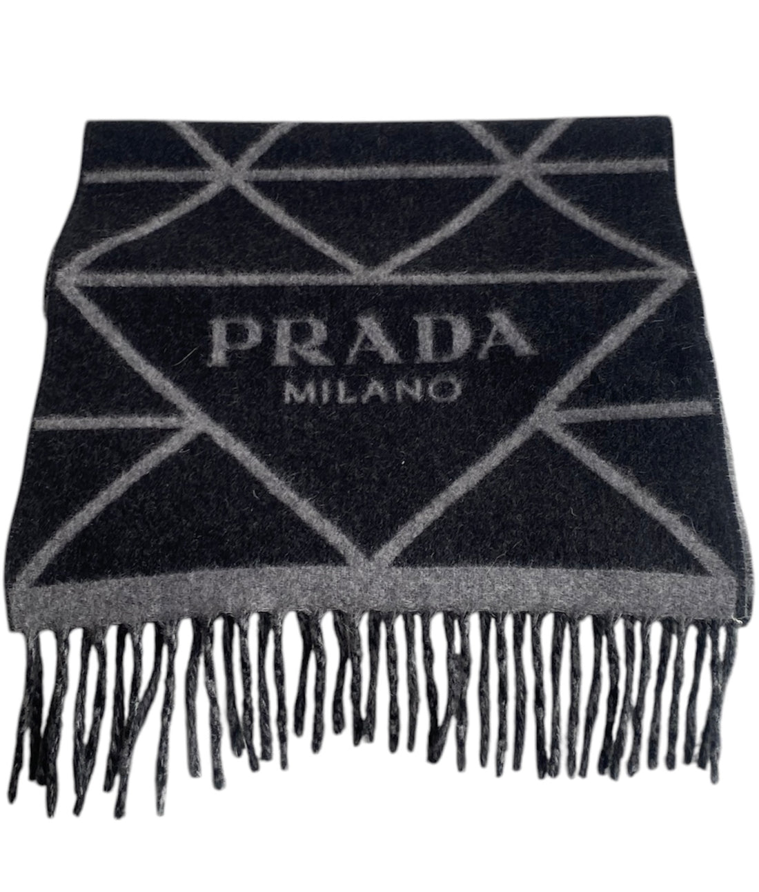 Prada Geo Print Logo Cashmere Scarf