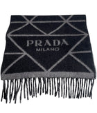 Prada Geo Print Logo Cashmere Scarf