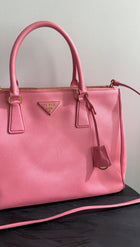 Prada Pink Saffiano Leather Double Zip Galleria Bag