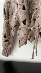 Brunello Cucinelli Taupe Cashmere Flower Knit Cardigan Sweater - S / M