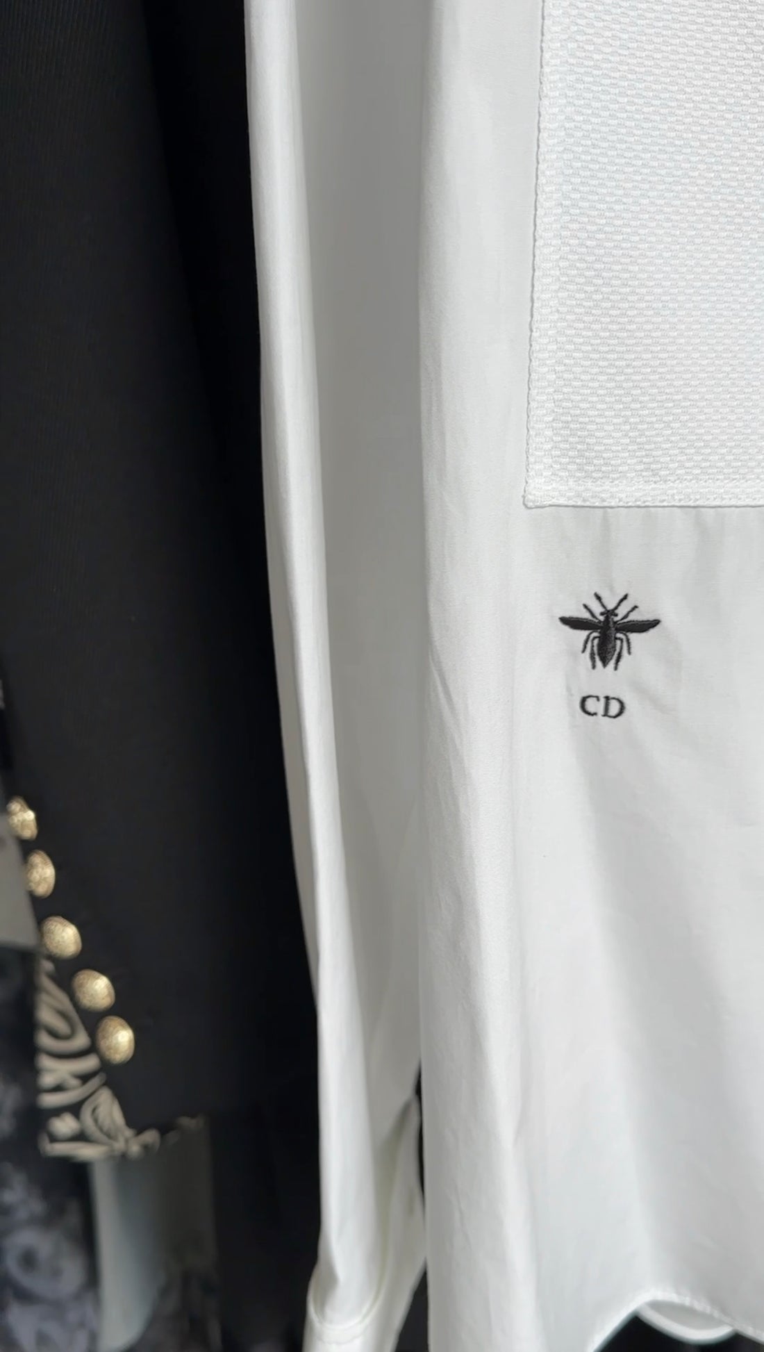 Christian Dior White Collared Tuxedo Bib Shirt - FR40 / 8