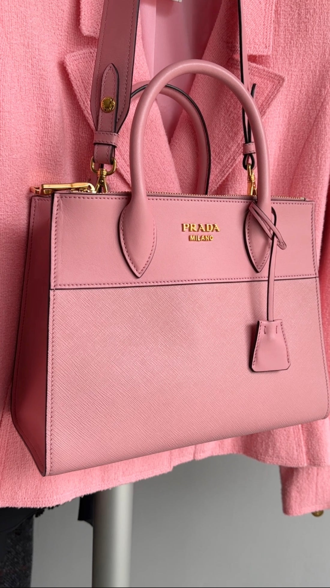 Prada Pink Petalo Saffiano Leather City Tote Bag